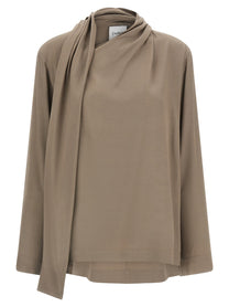 Nude Lucy Draped Panel Blouse Grey