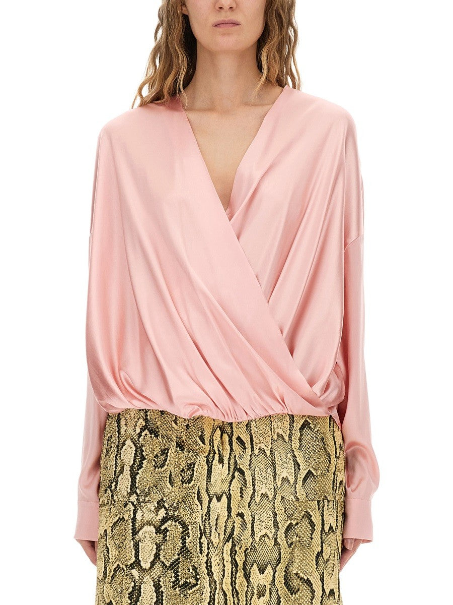 Dries Van Noten Women's Draped Top Blue
