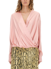 Dries Van Noten Women's Draped Top Blue
