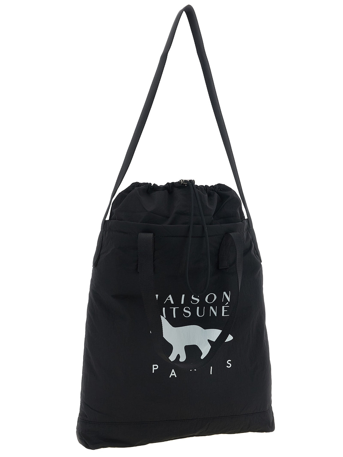 Maison Kitsuné Drawstring Shopping Bag Black