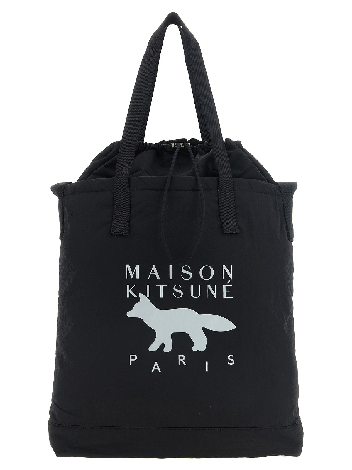 Maison Kitsuné Drawstring Shopping Bag Black