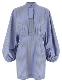 Zimmermann Drawstring Stripe Mini Dress Blue