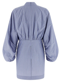 Zimmermann Drawstring Stripe Mini Dress Blue