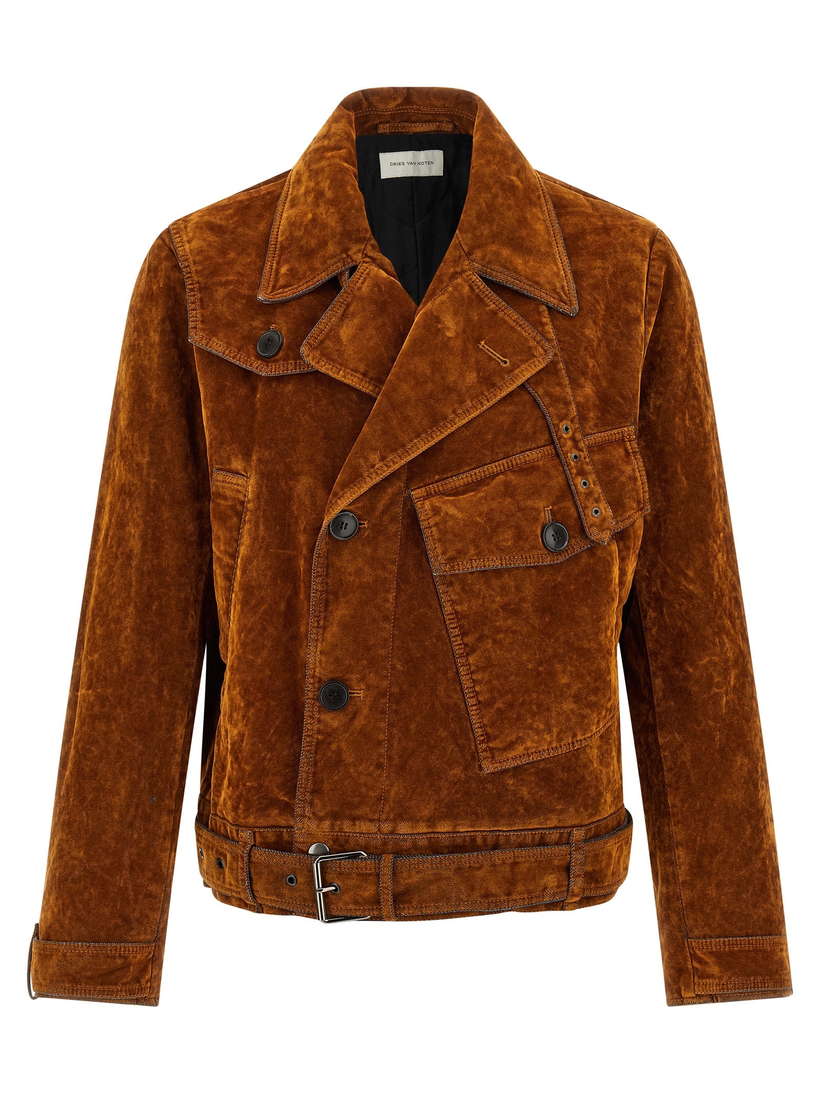 DRIES VAN NOTEN - DRIES VAN NOTEN - Velvet biker jacket - Men’s Outerwear