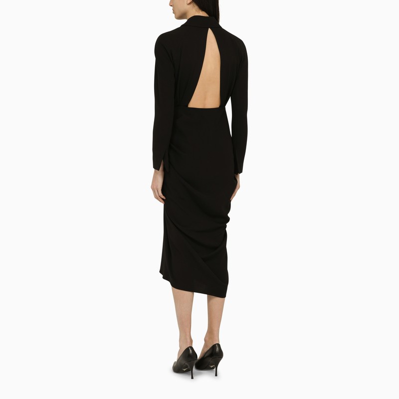 Dries Van Noten - Dries Van Noten Black wool-blend dress with drape - Dresses