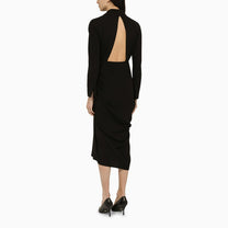 Dries Van Noten - Dries Van Noten Black wool-blend dress with drape - Dresses