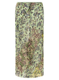 Dries Van Noten Floral Patchwork Skirt Green, view 2