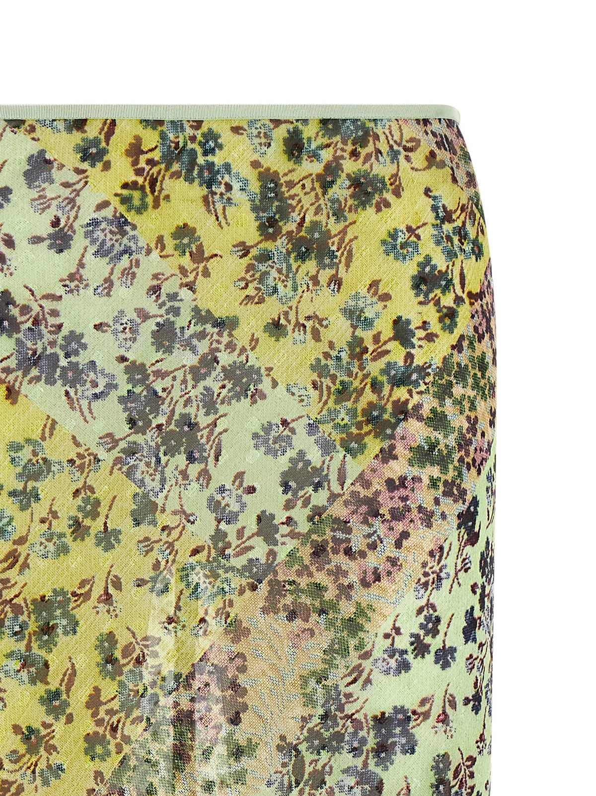 Dries Van Noten Floral Patchwork Skirt Green, view 3