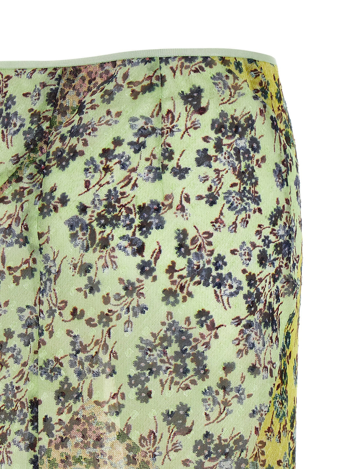 Dries Van Noten Floral Patchwork Skirt Green, view 4