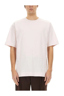 Dries van noten men’s cotton shirt blue featuring a relaxed fit off-white cotton t-shirt with a simple crew neckline