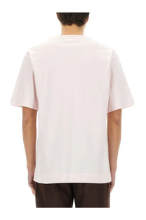 Pale pink short-sleeved crew neck cotton t-shirt made of soft fabric for men by dries van noten