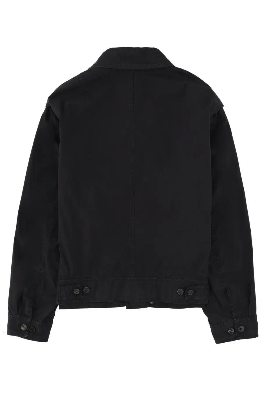Dries Van Noten men’s black cotton jacket with classic collar and buttoned cuffs