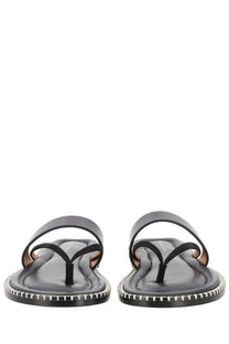 Dries Van Noten men’s black leather thong sandals with stitched edge detail ideal for casual wear