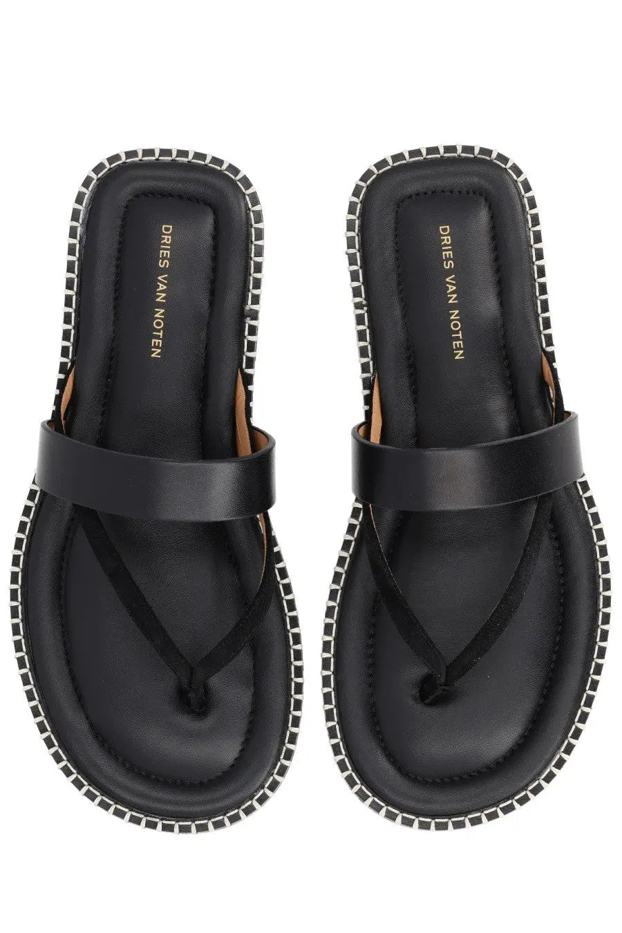 Dries Van Noten Men's Leather Sandal Black, view 5