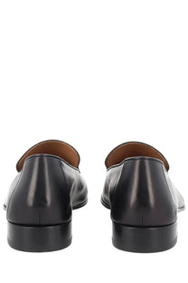 Dries Van Noten men’s mocassino in pelle black leather loafers with smooth polished finish and tan lining