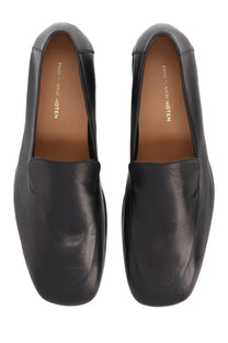 Dries van noten men’s mocassino black leather slip-on loafers with sleek minimalist design and subtle stitching details