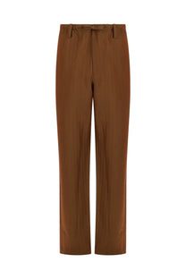 Brown straight-leg cotton trousers with drawstring waistband dries van noten men’s pantalone penny long brown