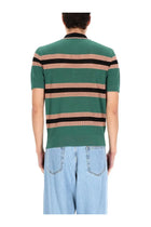 Dries Van Noten Men's Perforated Mercy Stripe Polo Shirt Green, view 4