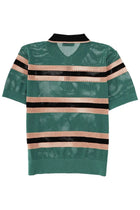 Dries Van Noten Men's Perforated Mercy Stripe Polo Shirt Green, view 5