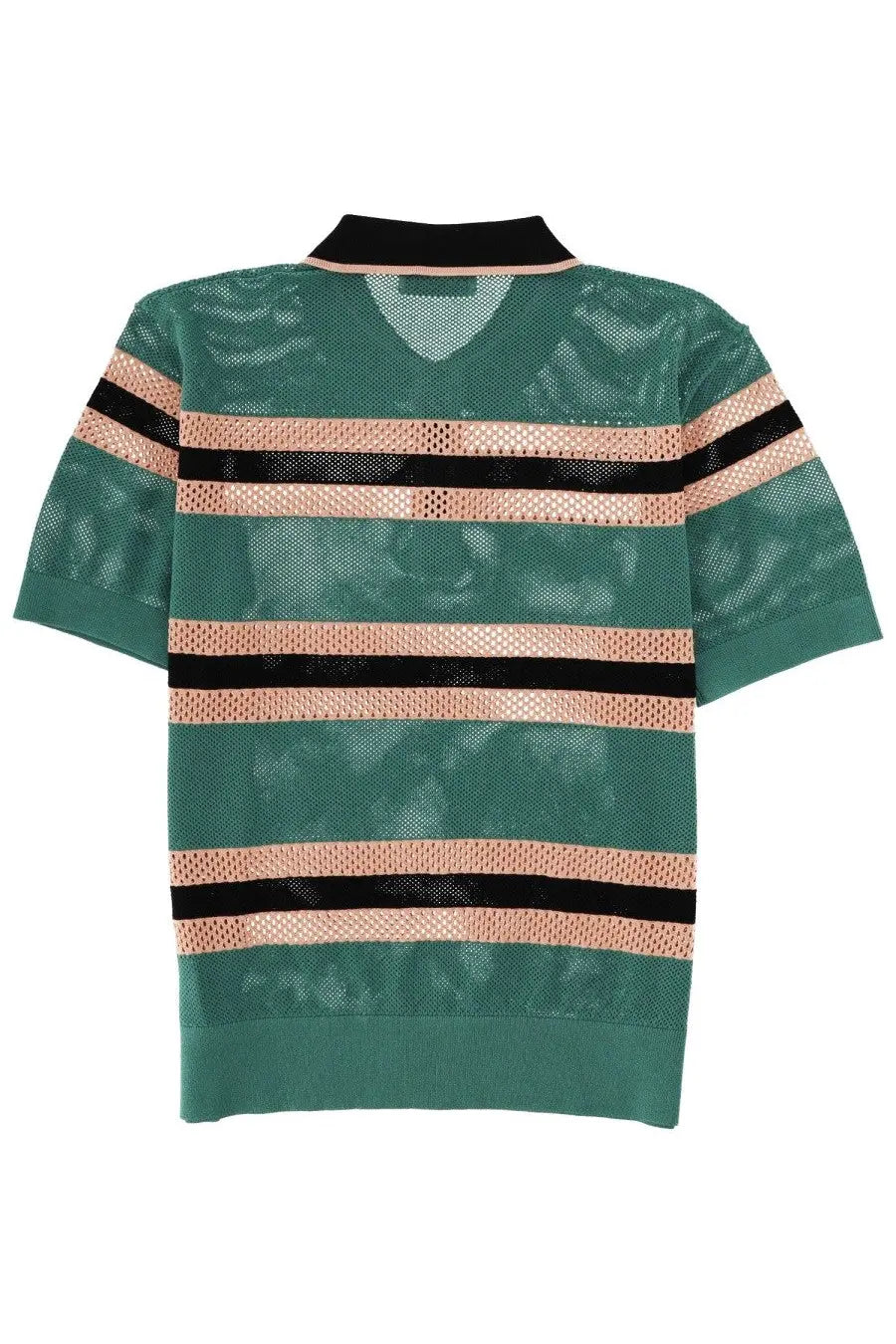 Dries Van Noten Men's Perforated Mercy Stripe Polo Shirt Green, view 5