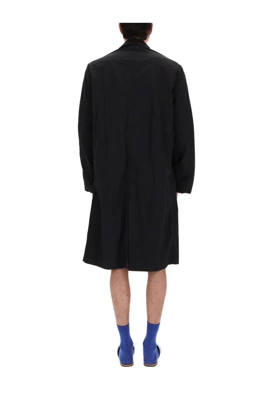 Dries Van Noten men’s rankles trench coat black with classic collar long sleeves made from smooth fabric