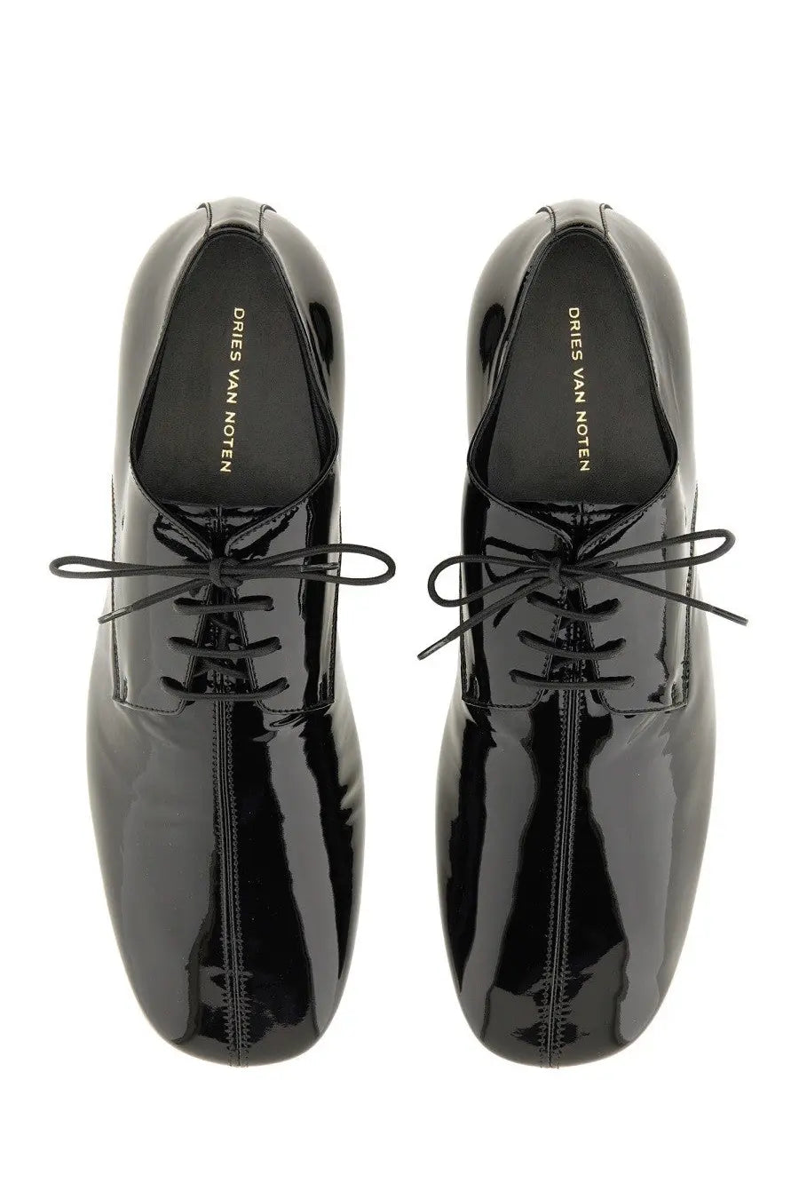 Dries Van Noten Men's Shiny Leather Lace up Shoe Black