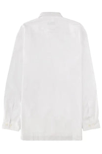 Dries Van Noten men’s white cotton button-up shirt with classic collar and long sleeves
