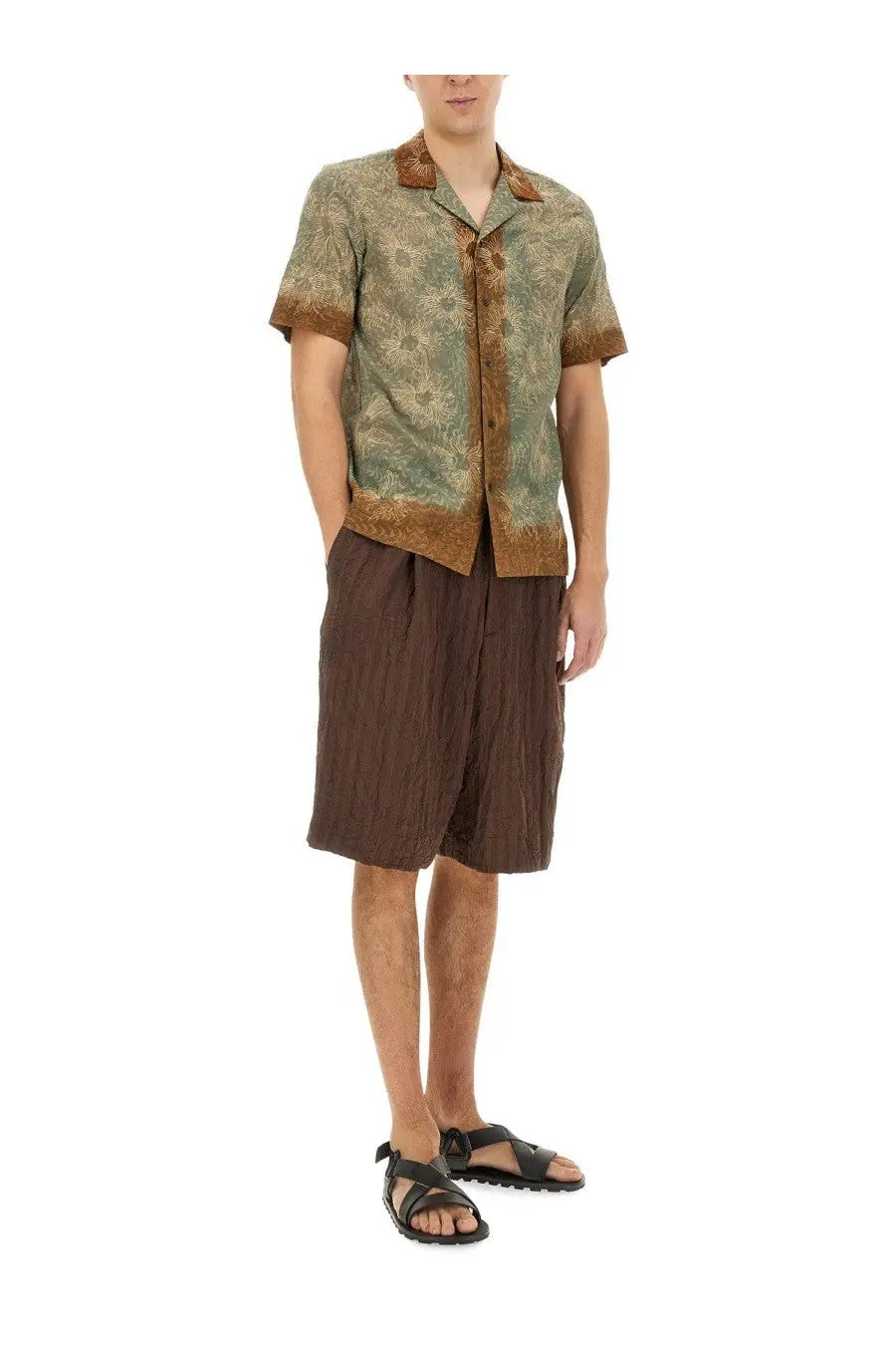 Dries Van Noten Men's Short Pleated Brown, view 2