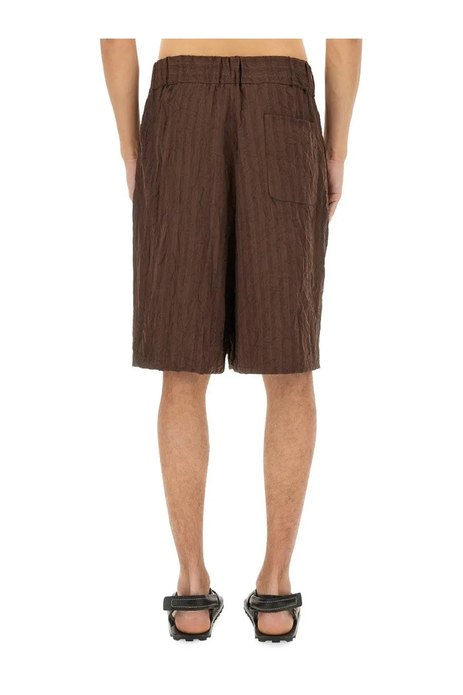 Dries Van Noten Men's Short Pleated Brown, view 3