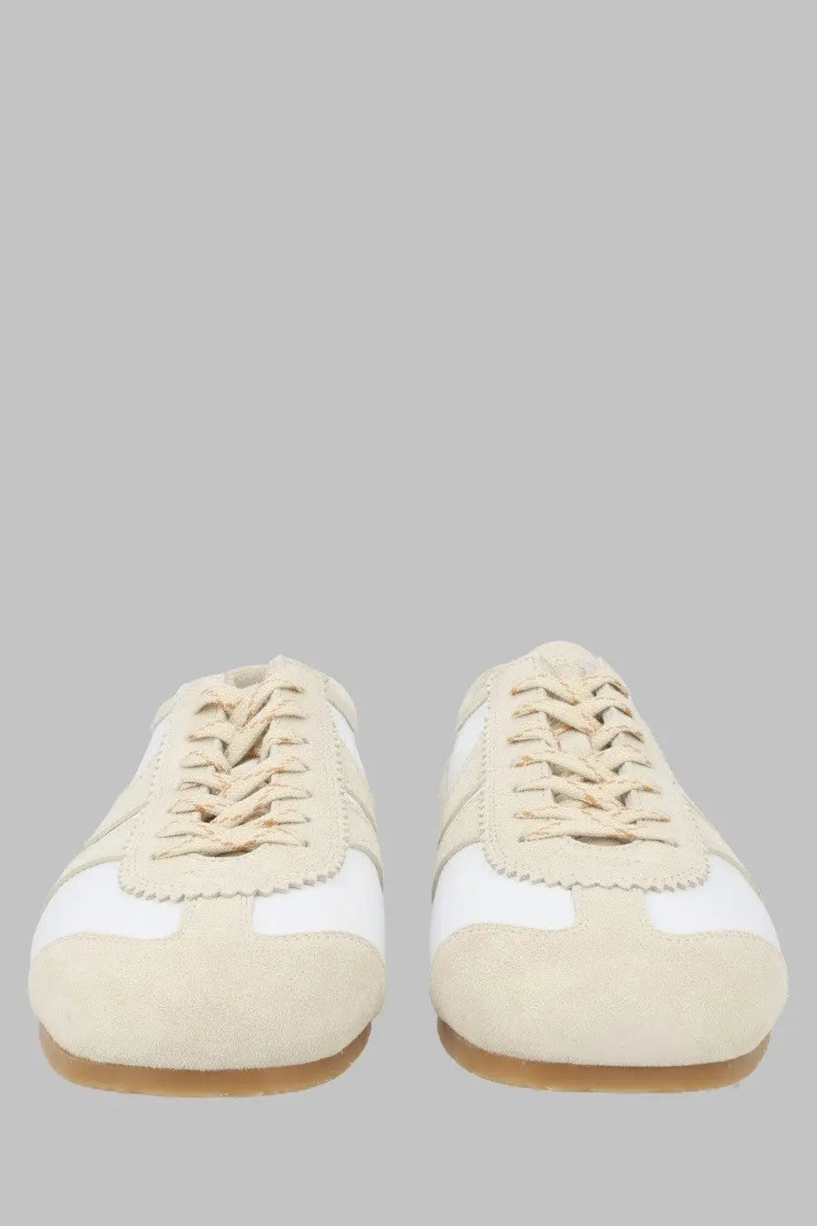 Cream and white low-top suede sneakers for men by dries van noten with classic design and premium materials