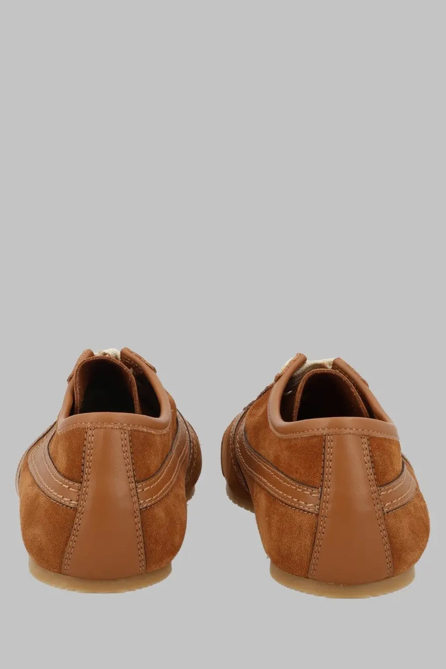 Dries Van Noten men’s sneaker in suede brown with tan leather accents and a classic minimalist design