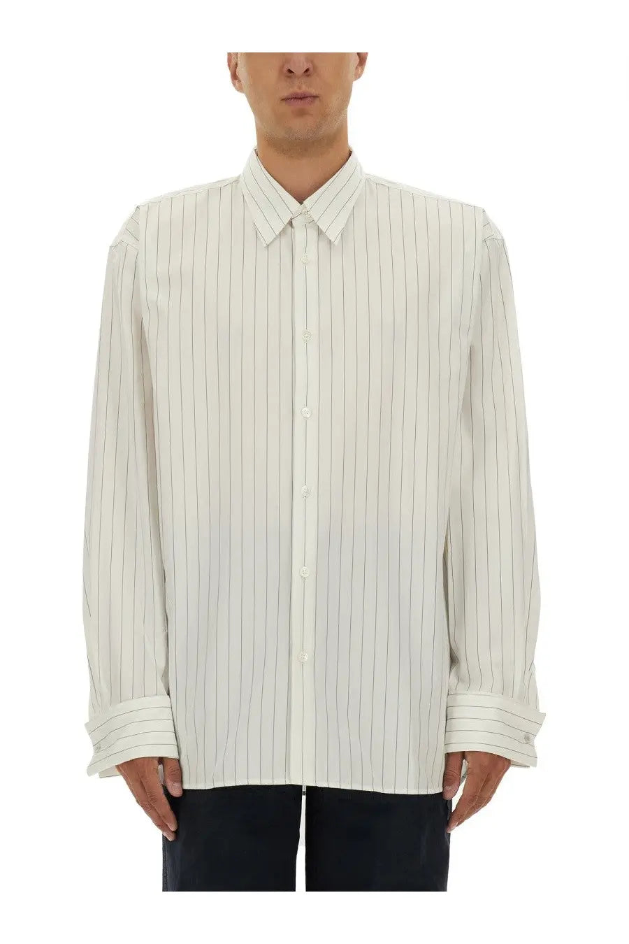 Dries Van Noten Men's Striped Shirt White