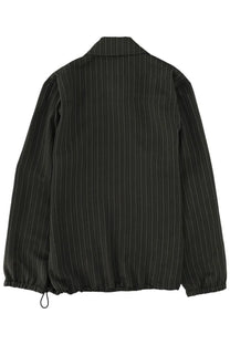 Dries Van Noten men’s vorries jacket green black pinstripe with subtle white stripes and elastic cuffs