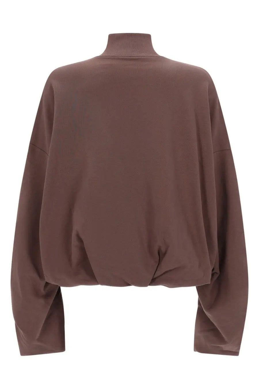 Dries van noten women’s haqua jacket brown loose-fitting chocolate-brown turtleneck top with long sleeves and gathered hem