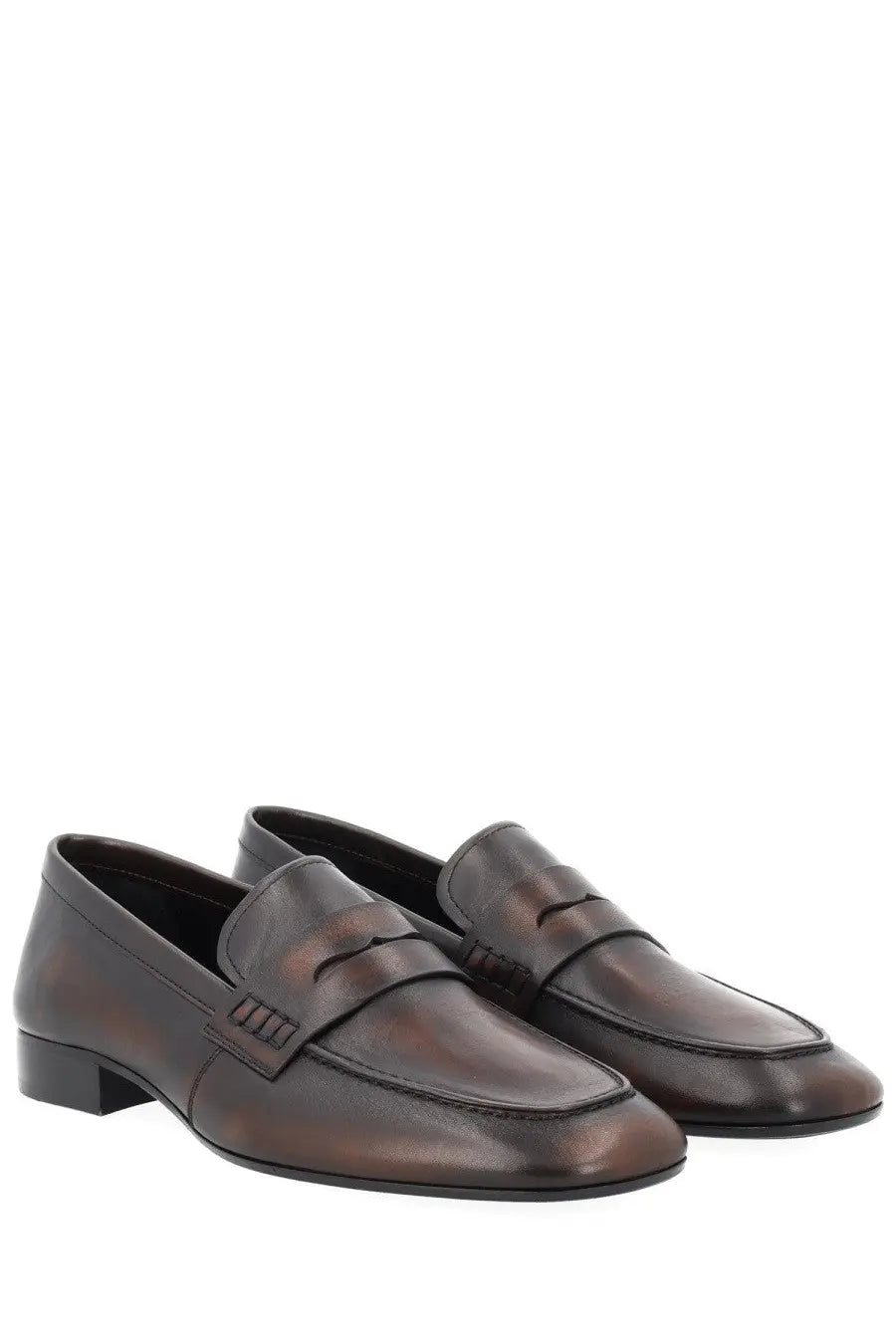 Dries van noten women’s brown leather loafers with polished finish and subtle tonal variations