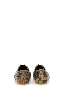 Brown and black snake skin patterned leather loafers for women by dries van noten multicolor sneaker style