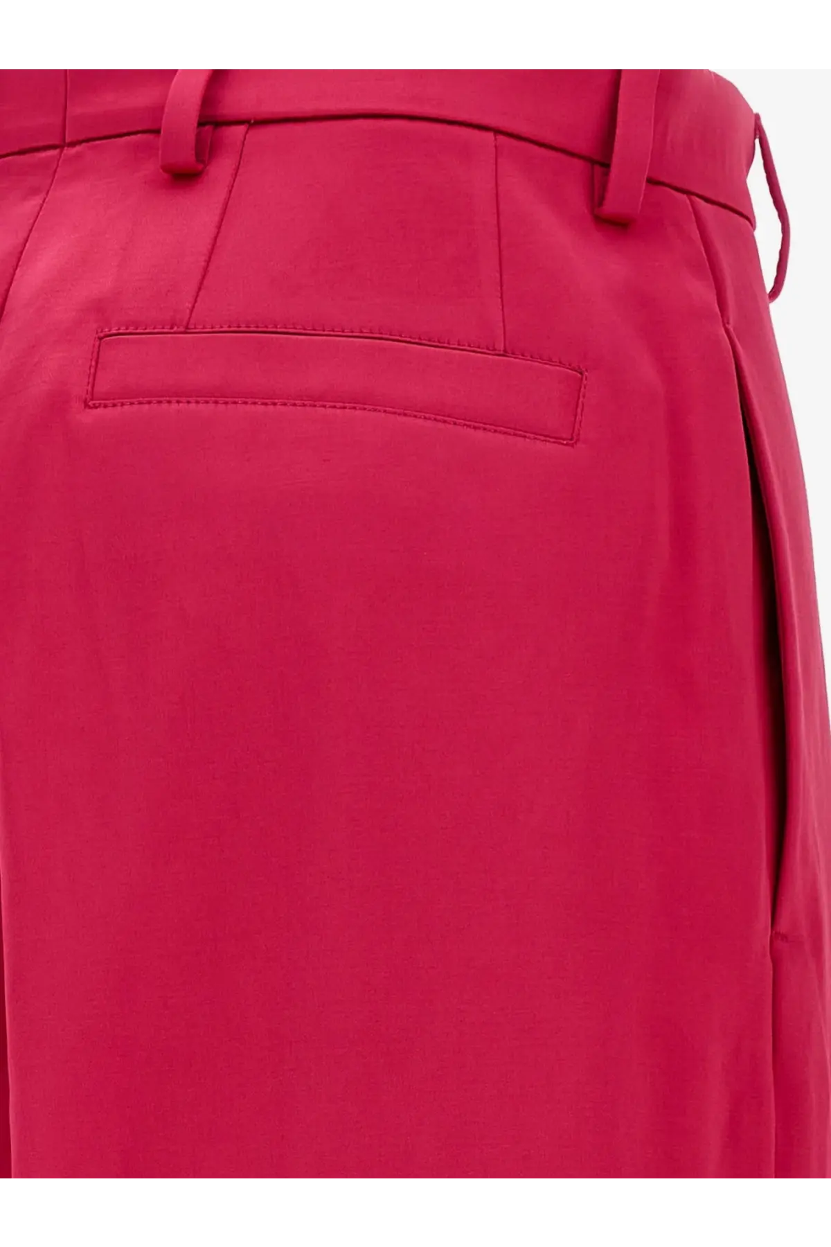 Bright fuchsia high-waisted Dries Van Noten women’s penn satin trousers with sleek tailored design and subtle pleats
