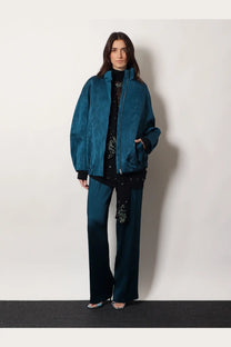 Dries Van Noten Women's Portias Satin Trousers Blue