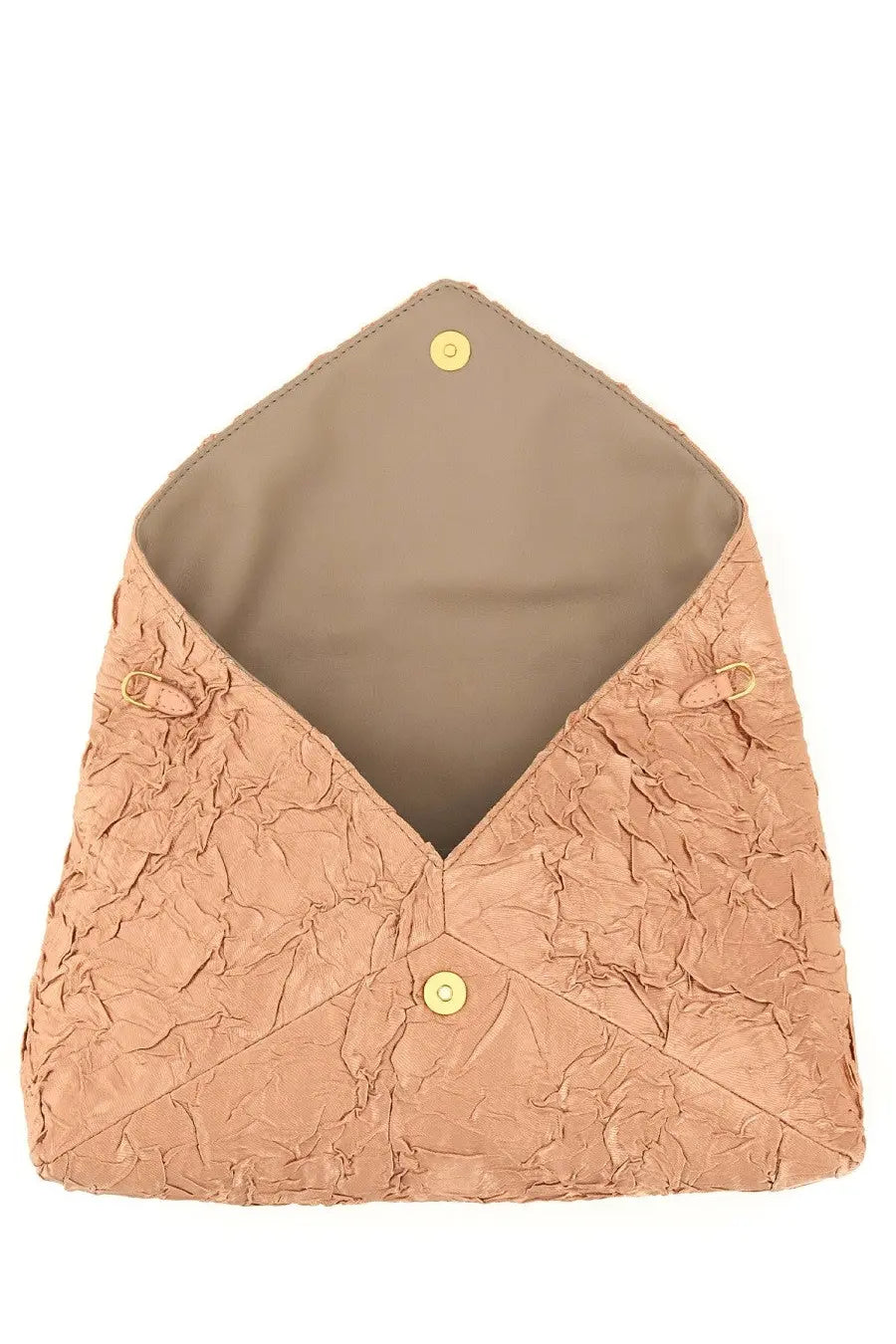 Dries Van Noten women’s shoulder bag beige with crinkled leather envelope clutch and gold-tone hardware