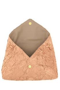 Dries Van Noten women’s shoulder bag beige with crinkled leather envelope clutch and gold-tone hardware