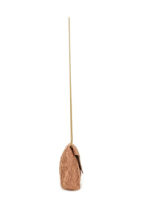 Dries van noten women’s shoulder bag in beige tan lace pattern with gold chain strap