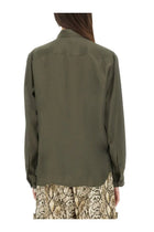 Dries Van Noten Women's Silk Blend Satin Shirt Green, view 3