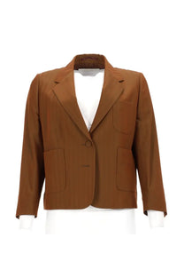 Dries Van Noten women’s brown single-breasted bamis jacket with structured fit two front pockets and notched collar