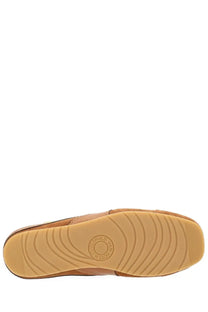 Dries Van Noten women’s brown slip on sneaker with tan suede upper and rubber sole featuring circular tread patterns