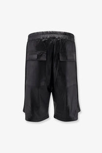 Drkshdw men’s acetate black glossy nylon bermuda shorts with elastic waistband and two large patch pockets