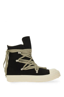 Drkshdw men’s concordians megalace sneaker black high-top with beige laces silver eyelets and white rubber sole