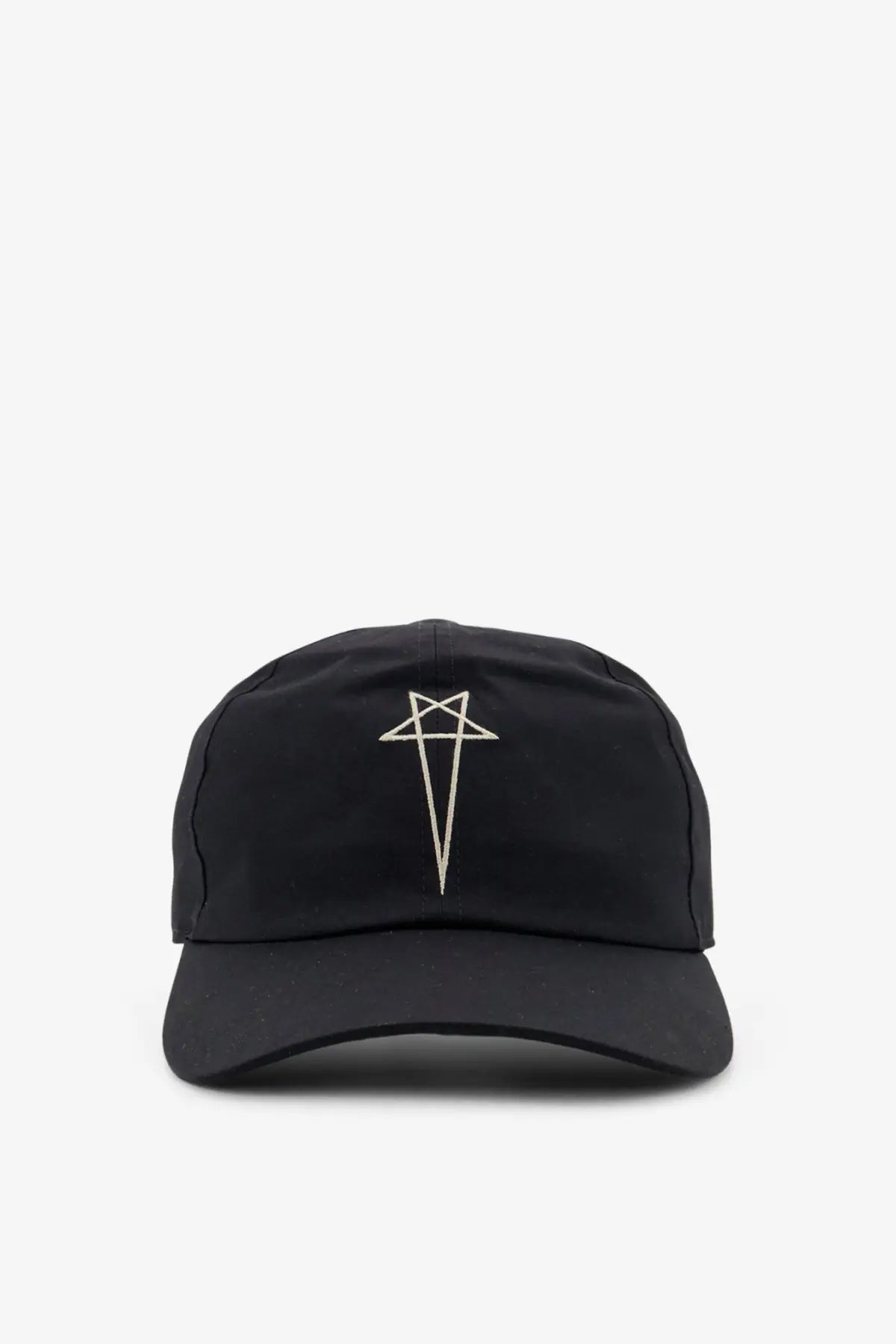 Drkshdw men’s black cotton baseball cap with subtle white embroidered star-like logo on front