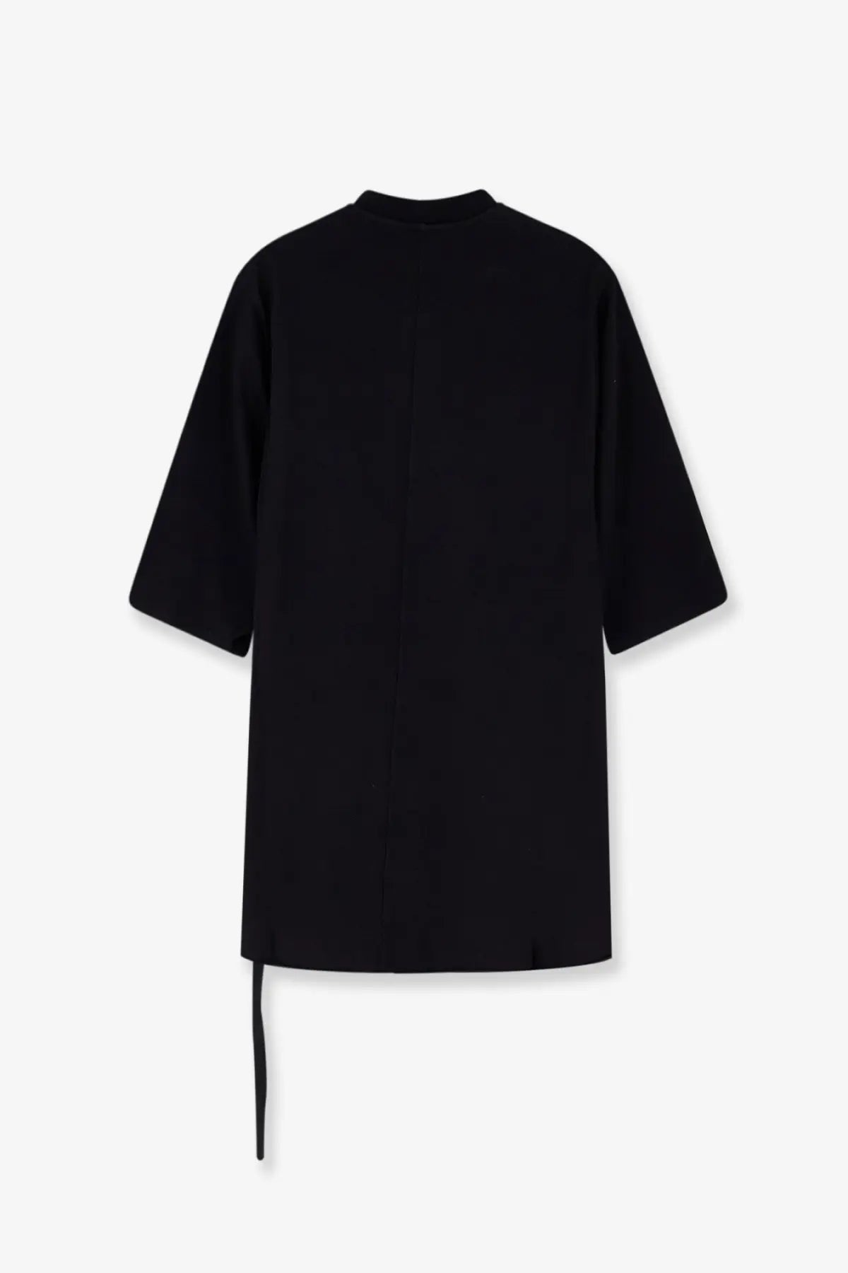 Drkshdw men’s black oversized cotton t-shirt with crew neck and asymmetrical hem featuring a drawstring