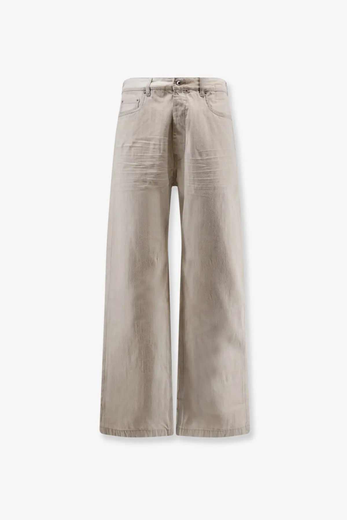 Beige wide-leg denim trousers by DRKSHDW men’s denim jeans white with a relaxed straight-cut silhouette and subtle fading