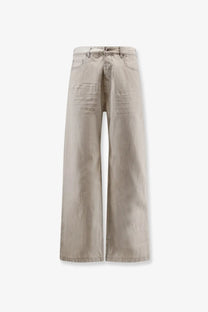 Beige wide-leg denim trousers by DRKSHDW men’s denim jeans white with a relaxed straight-cut silhouette and subtle fading